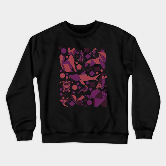 Geometric Animals Colorful Abstract Design Crewneck Sweatshirt by DelusionTees